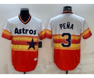 Men's Houston Astros #3 Jeremy Pena Orange Rainbow Cool Base Stitched Jersey