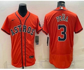 Men's Houston Astros #3 Jeremy Pena Orange Stitched MLB Flex Base Nike Jersey