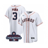 Men's Houston Astros #3 Jeremy Pena White 2022 World Series Champions Cool Base Stitched Baseball Jersey