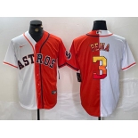 Men's Houston Astros #3 Jeremy Pena White Orange Split Stitched Baseball Jersey