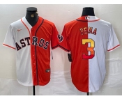 Men's Houston Astros #3 Jeremy Pena White Orange Split Stitched Baseball Jersey