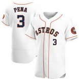 Men's  Houston Astros #3 Pena White  2020 Authentic Player Baseball Jersey