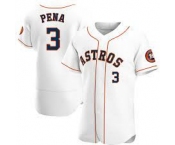 Men's  Houston Astros #3 Pena White  2020 Authentic Player Baseball Jersey