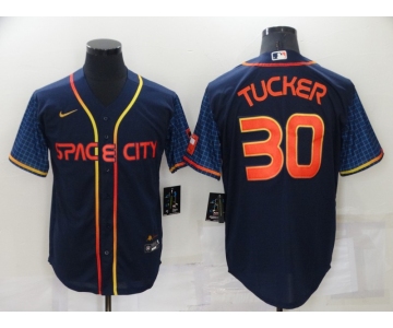 Men's Houston Astros #30 Kyle Tucker 2022 Navy City Connect Game  Stitched Jersey