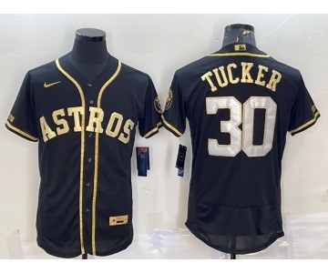 Men's Houston Astros #30 Kyle Tucker Black Gold Flex Base Stitched Jersey