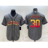 Men's Houston Astros #30 Kyle Tucker Grey With Patch Cool Base Stitched Baseball Jersey