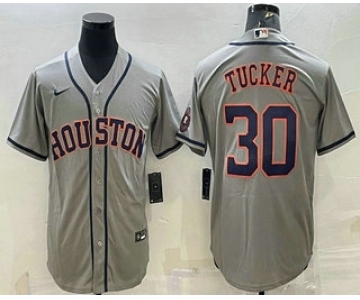 Men's Houston Astros #30 Kyle Tucker Grey With Patch Stitched MLB Cool Base Nike Jersey