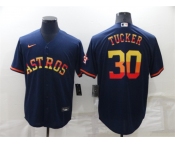 Men's Houston Astros #30 Kyle Tucker Navy Blue Rainbow Stitched MLB Cool Base Nike Jersey