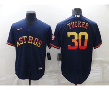 Men's Houston Astros #30 Kyle Tucker Navy Blue Rainbow Stitched MLB Cool Base Nike Jersey