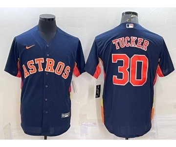 Men's Houston Astros #30 Kyle Tucker Navy Blue Stitched MLB Cool Base Nike Jersey