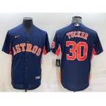 Men's Houston Astros #30 Kyle Tucker Navy Blue With Patch Stitched MLB Cool Base Nike Jersey