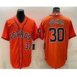 Men's Houston Astros #30 Kyle Tucker Number Orange With Patch Stitched MLB Cool Base Nike Jersey