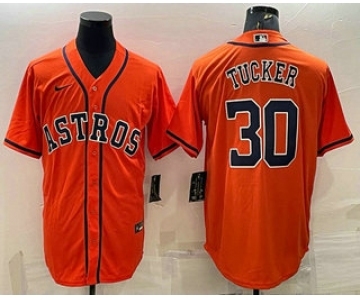 Men's Houston Astros #30 Kyle Tucker Orange Stitched MLB Cool Base Nike Jersey