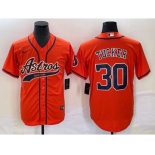 Men's Houston Astros #30 Kyle Tucker Orange With Patch Cool Base Stitched Baseball Jersey