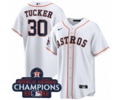 Men's Houston Astros #30 Kyle Tucker White 2022 World Series Champions Home Stitched Baseball Jersey