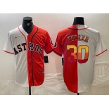 Men's Houston Astros #30 Kyle Tucker White Orange Split Stitched Baseball Jersey