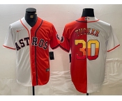 Men's Houston Astros #30 Kyle Tucker White Orange Split Stitched Baseball Jersey