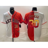 Men's Houston Astros #30 Kyle Tucker White Orange Split Stitched Baseball Jerseys