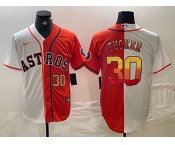 Men's Houston Astros #30 Kyle Tucker White Orange Split Stitched Baseball Jerseys