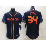 Men's Houston Astros #34 Nolan Ryan 2022 Navy City Connect Flex Base Stitched Baseball Jersey