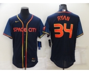 Men's Houston Astros #34 Nolan Ryan 2022 Navy City Connect Flex Base Stitched Baseball Jersey