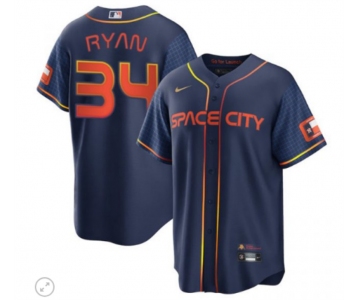 Men's Houston Astros #34 Nolan Ryan 2022 Navy City Connect Game Stitched Jersey