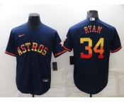 Men's Houston Astros #34 Nolan Ryan Navy Blue Rainbow Stitched MLB Cool Base Nike Jersey