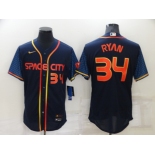 Men's Houston Astros #34 Nolan Ryan Number 2022 Navy City Connect Flex Base Stitched Baseball Jersey