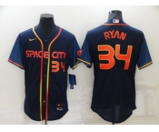 Men's Houston Astros #34 Nolan Ryan Number 2022 Navy City Connect Flex Base Stitched Baseball Jersey