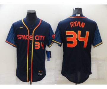 Men's Houston Astros #34 Nolan Ryan Number 2022 Navy City Connect Flex Base Stitched Baseball Jersey