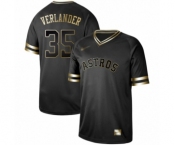 Men's Houston Astros #35 Justin Verlander Authentic Black Gold Fashion Baseball Jersey