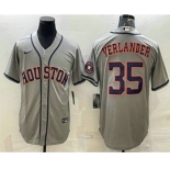 Men's Houston Astros #35 Justin Verlander Grey With Patch Stitched MLB Cool Base Nike Jersey