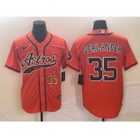 Men's Houston Astros #35 Justin Verlander Number Orange With Patch Cool Base Stitched Baseball Jersey