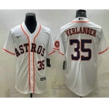 Men's Houston Astros #35 Justin Verlander Number White With Patch Stitched MLB Cool Base Nike Jersey