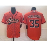 Men's Houston Astros #35 Justin Verlander Orange With Patch Cool Base Stitched Baseball Jersey