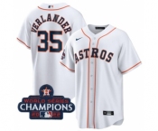 Men's Houston Astros #35 Justin Verlander White 2022 World Series Champions Home Stitched Baseball Jersey