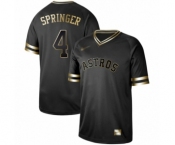 Men's Houston Astros #4 George Springer Authentic Black Gold Fashion Baseball Jersey