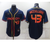 Men's Houston Astros #43 Lance McCullers Jr Number 2022 Navy Blue City Connect Cool Base Stitched Jersey