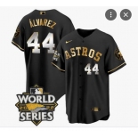 Men's Houston Astros #44 Yordan Alvarez   Black Gold 2022 World Series Stitched Baseball Jersey