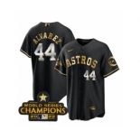 Men's Houston Astros #44 Yordan Alvarez Black Gold 2022 World Serise Champions Patch Stitched Baseball Jersey