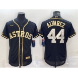 Men's Houston Astros #44 Yordan Alvarez Black Gold Flex Base Stitched Jersey