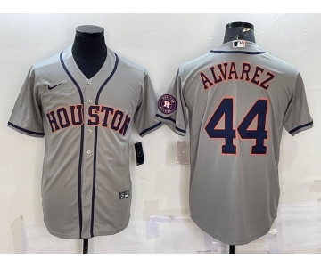 Men's Houston Astros #44 Yordan Alvarez Grey With Patch Stitched MLB Cool Base Nike Jersey