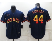 Men's Houston Astros #44 Yordan Alvarez Navy Blue Rainbow Stitched MLB Cool Base Nike Jersey