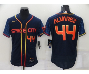 Men's Houston Astros #44 Yordan Alvarez Number 2022 Navy Blue City Connect Flex Base Stitched Baseball Jersey