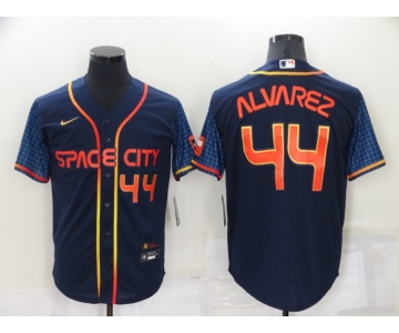 Men's Houston Astros #44 Yordan Alvarez Number 2022 Navy Blue City Connect Game Stitched Jersey