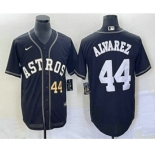 Men's Houston Astros #44 Yordan Alvarez Number Black Cool Base Stitched Baseball Jersey