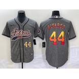 Men's Houston Astros #44 Yordan Alvarez Number Grey Gridiron Cool Base Stitched Baseball Jersey