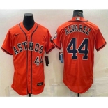 Men's Houston Astros #44 Yordan Alvarez Number Orange Stitched MLB Flex Base Nike Jersey