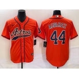 Men's Houston Astros #44 Yordan Alvarez Orange With Patch Cool Base Stitched Baseball Jersey