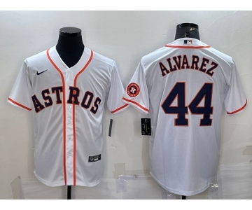 Men's Houston Astros #44 Yordan Alvarez White With Patch Stitched MLB Cool Base Nike Jersey